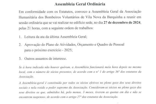 Convocatória Assembleia Geral Ordinária