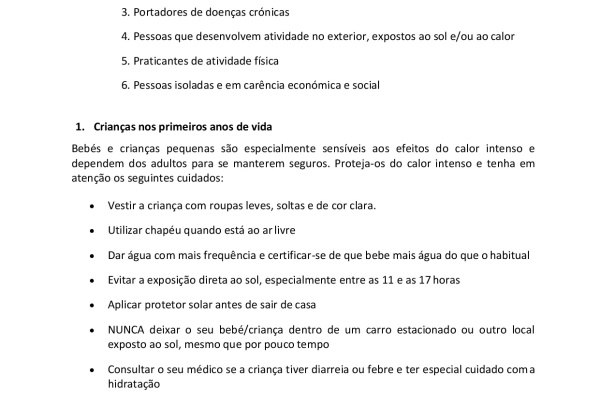 Alerta para subida das temperaturas